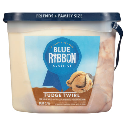 Blue Ribbon Classics Reduced Fat Friends + Family Size Fudge Twirl Ice Cream 1 gl