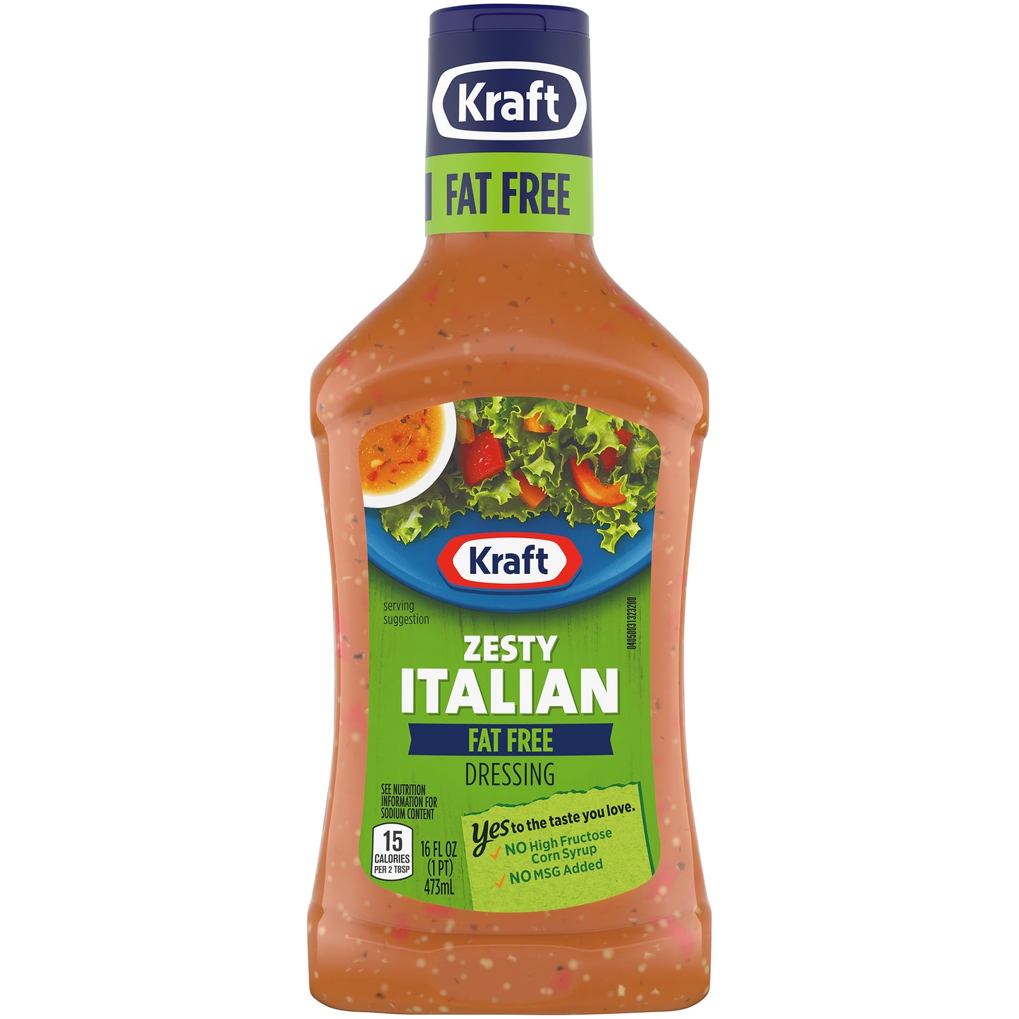 Kraft Fat Free Zesty Italian Salad Dressing, 16 fl oz Bottle