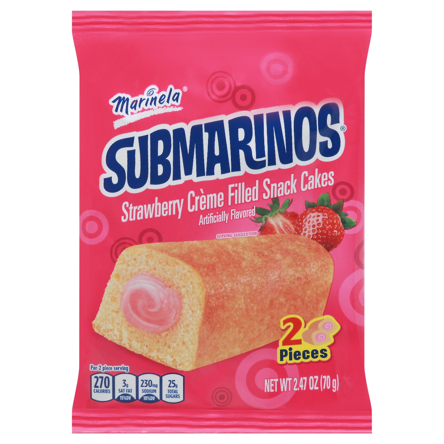 Marinela Submarinos Strawberry Crème Filled Snack Cakes 2 Pieces 2 ea
