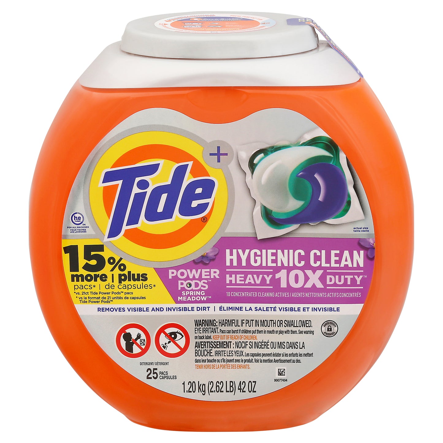 Tide Power Pods Hygienic Clean 10X Heavy Duty Spring Meadow Detergent 25 Pacs