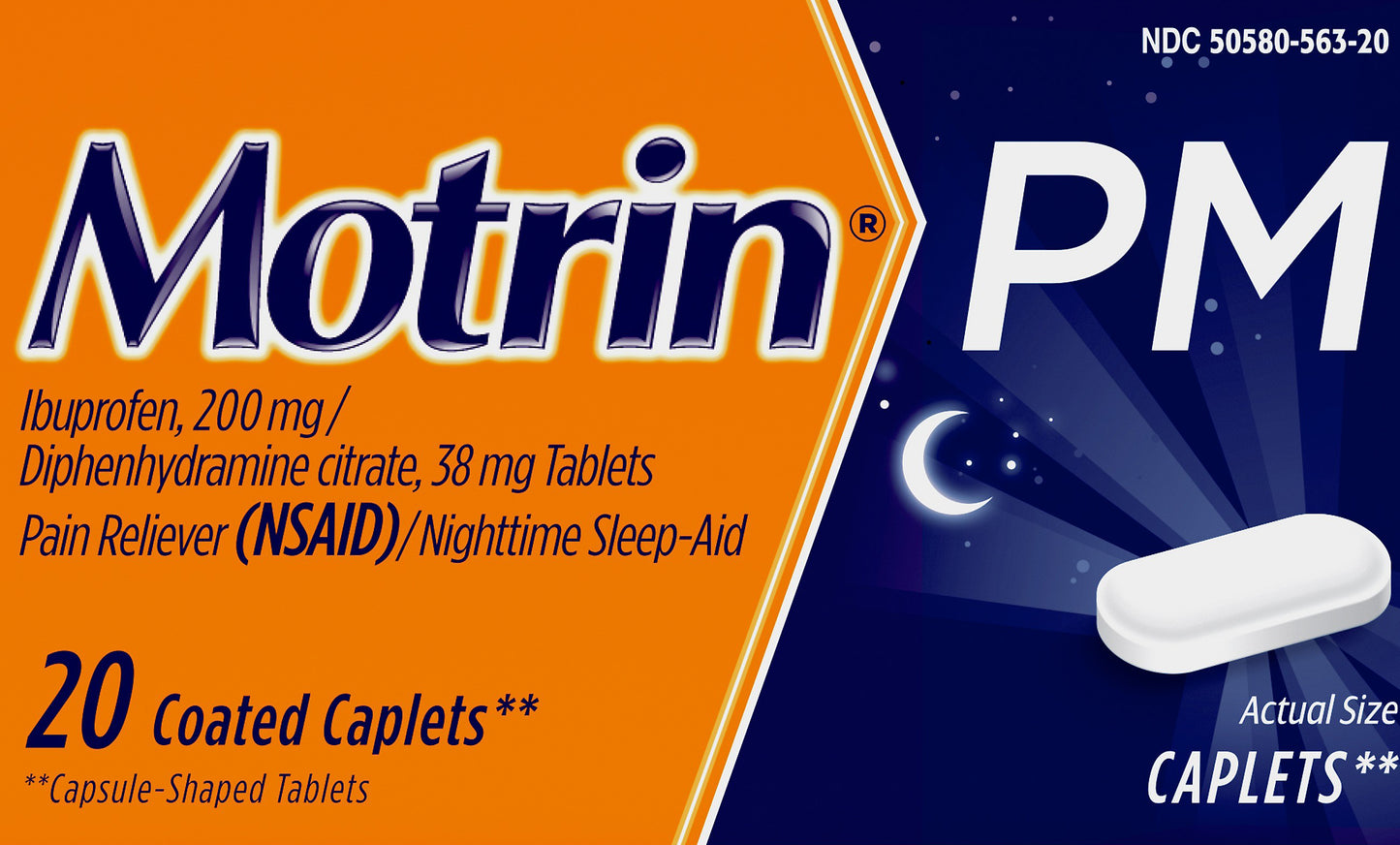 Motrin PM Coated Caplets 200 mg Pain Reliever (NSAID)/Nighttime Sleep-Aid 20 ea