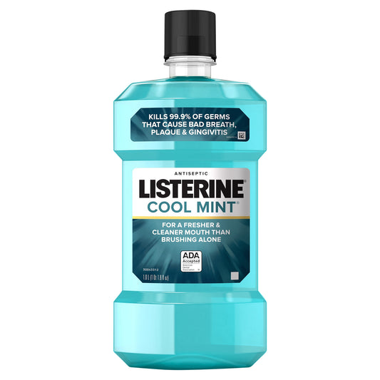 Listerine Cool Mint Antiseptic Mouthwash, Bad Breath & Plaque, 1 L