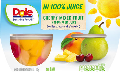 DOLE® Fruit Bowls® 100% Fruit Juice Cherry Mixed Fruit 4 - 4 oz Cups