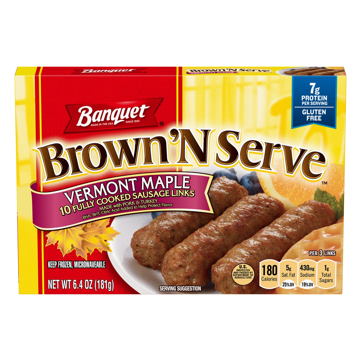 Banquet Brown 'N Serve Vermont Maple Sausage Links 10 ea
