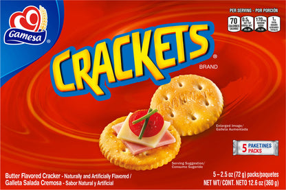 Gamesa Crackets Butter Flavored Cracker Naturally And Artificially Flavored 2.5 Oz 5 Count