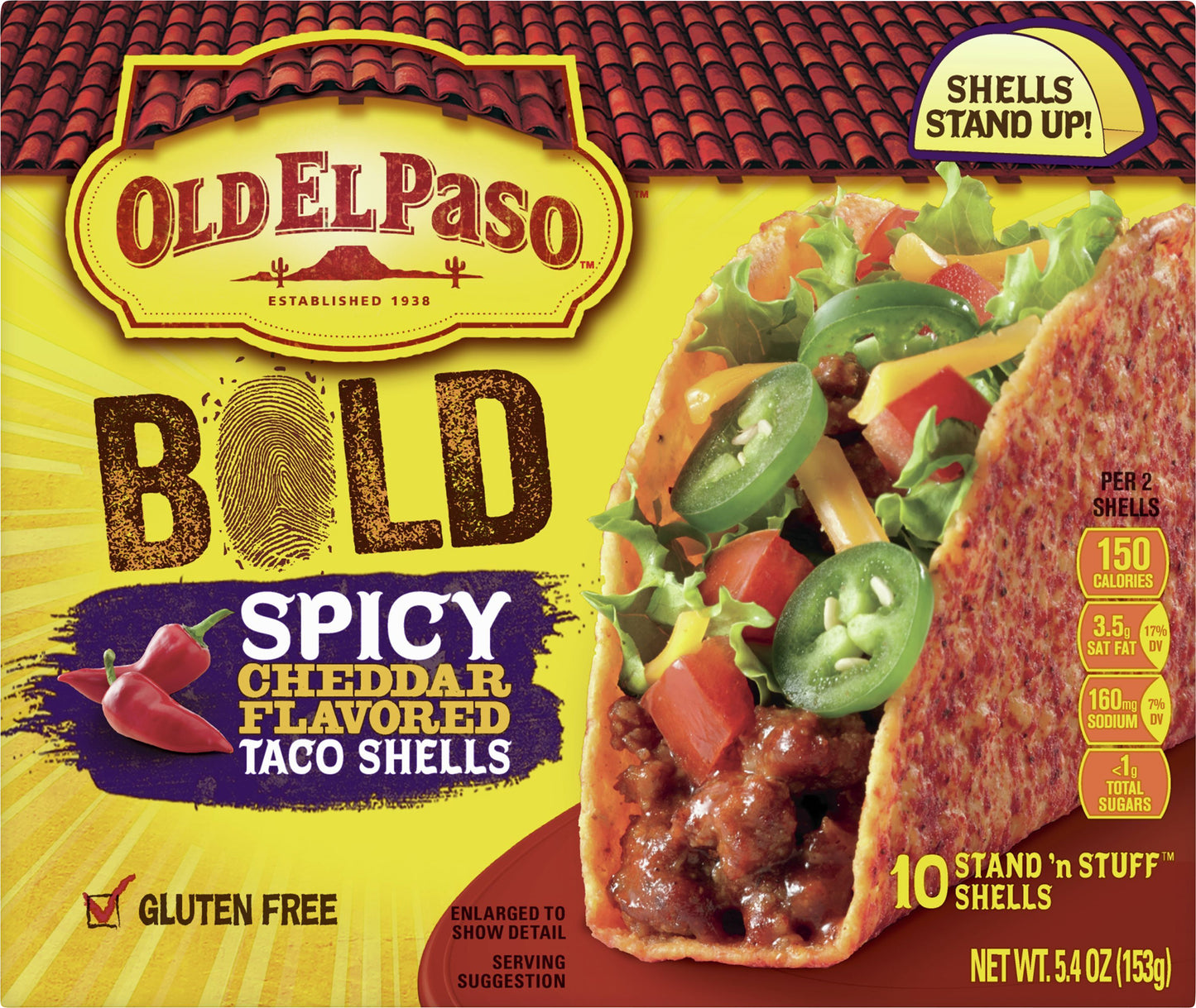 Old El Paso Bold Spicy Cheddar Flavored Taco Shells 10 ea