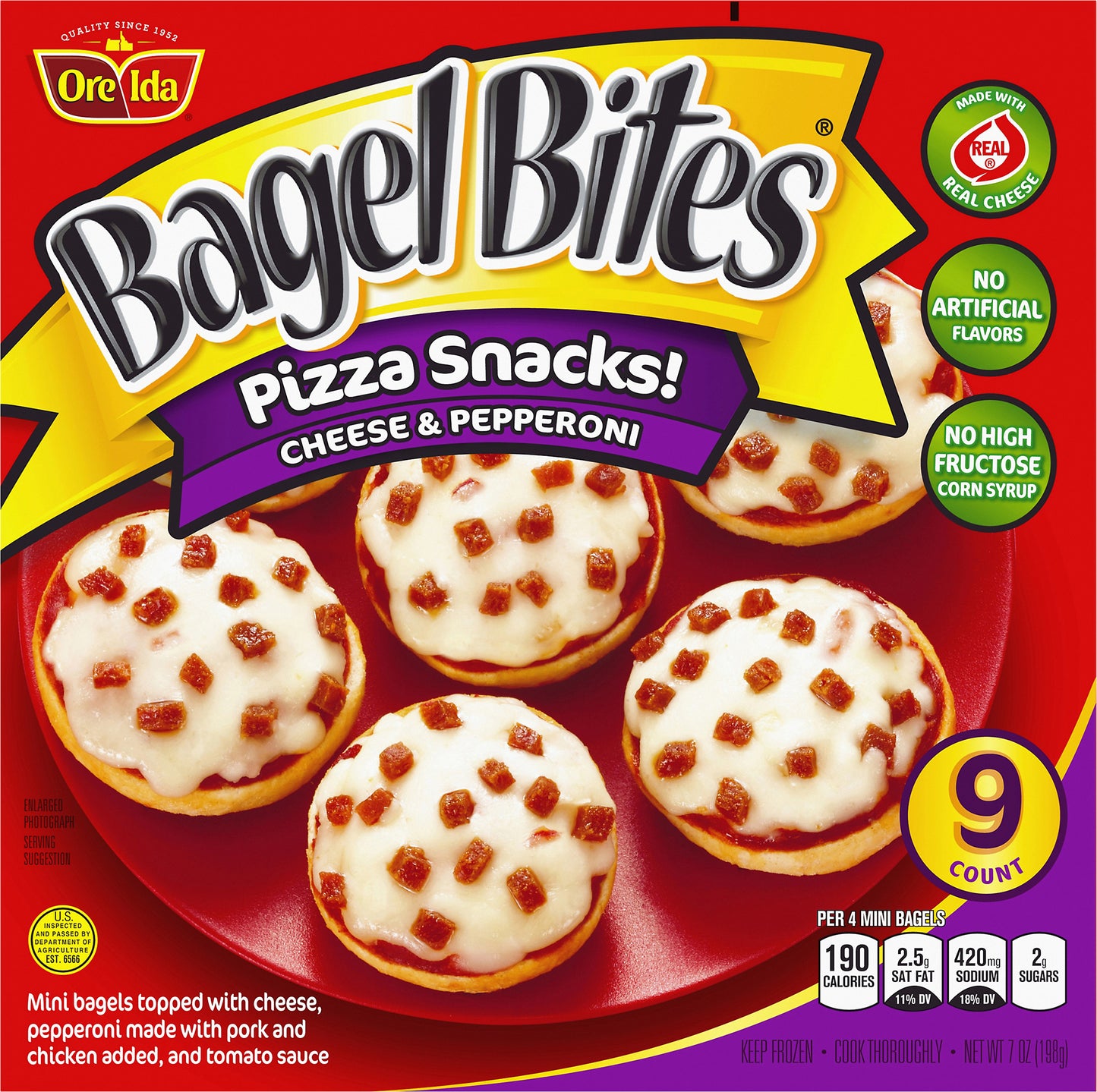 Bagel Bites Cheese & Pepperoni Mini Pizza Bagel Frozen Snacks, 9 ct Box