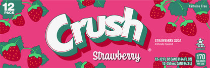 Crush Strawberry Soda, 12 fl oz cans, 12 pack