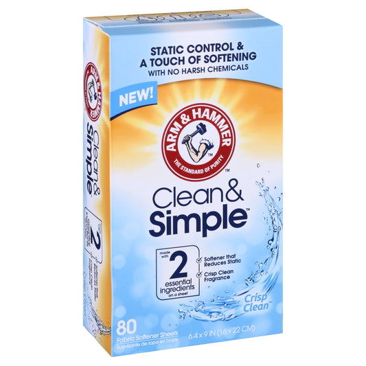 Arm & Hammer Clean & Simple Crisp Clean Fabric Softener Sheets 80 ea