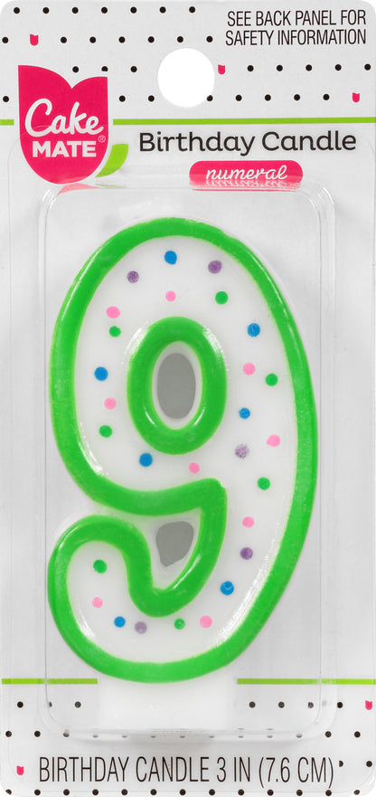 Cake Mate 3 Inch 9 Numeral Birthday Candle 1 ea