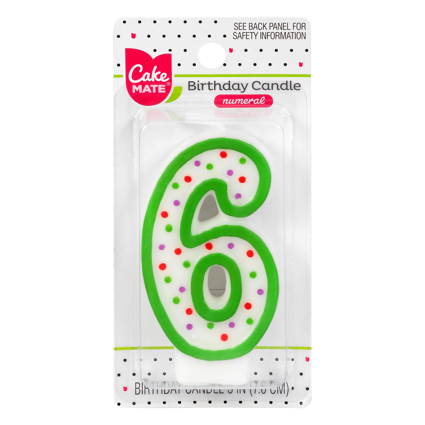 Cake Mate 3 Inch 6 Numeral Birthday Candle 1 ea