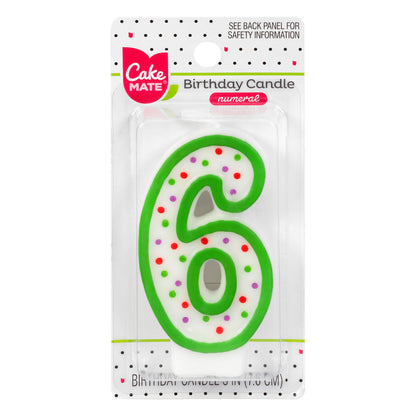 Cake Mate 3 Inch 6 Numeral Birthday Candle 1 ea