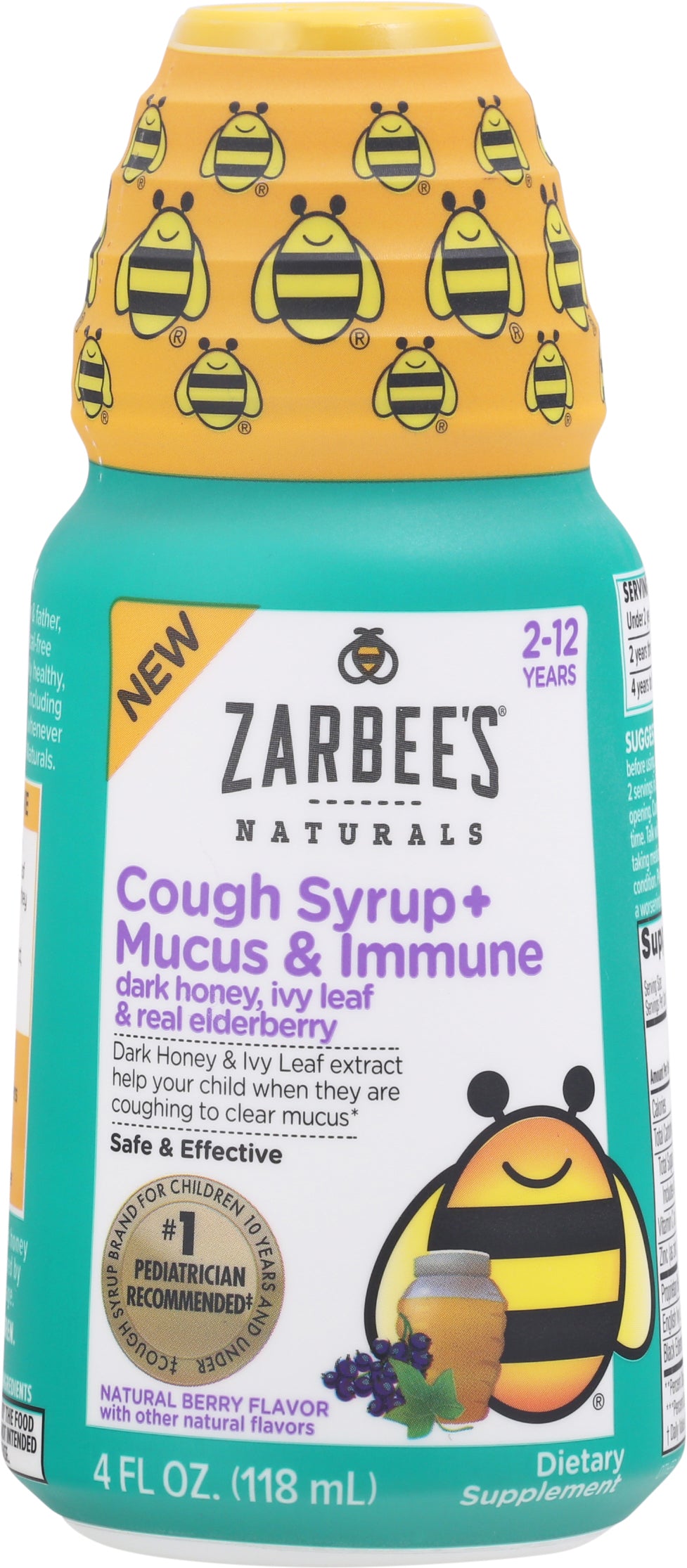 Zarbee's Naturals 2-12 Years Natural Berry Flavor Cough Syrup + Mucus & Immune 4 fl oz Bottle