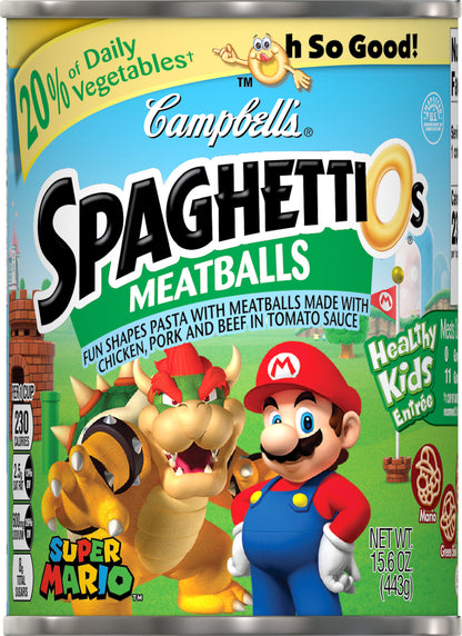 SpaghettiOs Super Mario Fun Shapes Pasta with Meatballs 15.6 oz