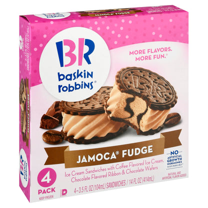 Baskin Robbins 4 Pack Jamoca Fudge Ice Cream Sandwiches 4 ea
