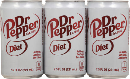 Dr Pepper Diet Soda 6 - 7.5 fl oz Cans