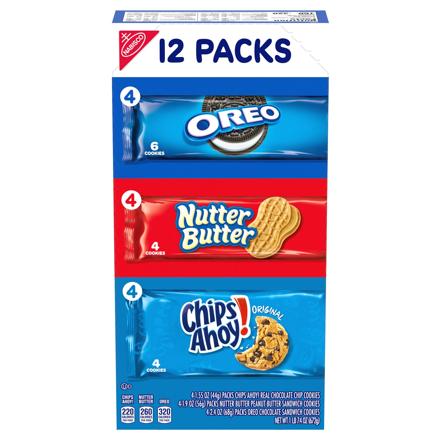 Nabisco Chips Ahoy!, Nutter Butter & Oreo Cookies Variety Pack 12 ct Box