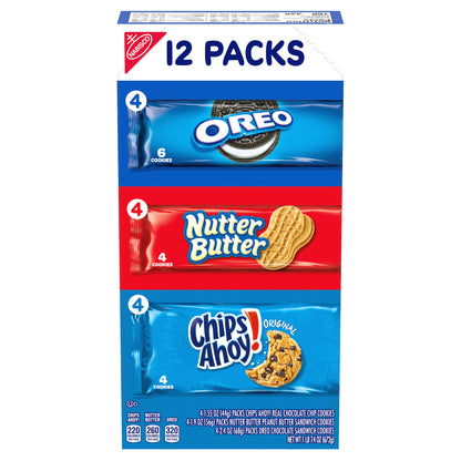 Nabisco Chips Ahoy!, Nutter Butter & Oreo Cookies Variety Pack 12 ct Box