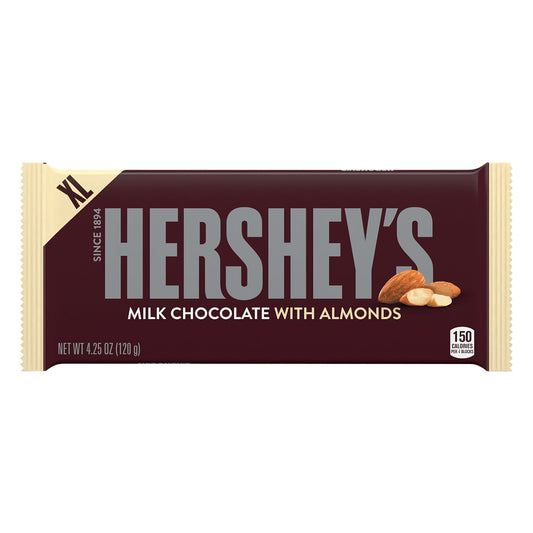 HERSHEY'S Milk Chocolate with Almonds Candy, Halloween Candy, 4.25 oz, Bar