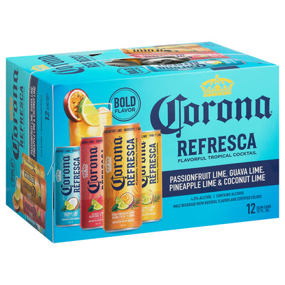 Corona Refresca Assorted Malt Beverage 12 - 12 fl oz Slim Cans