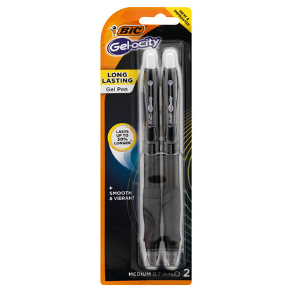 BiC Gel-ocity Long Lasting Medium (0.7 mm) Black Gel Pen 2 ea