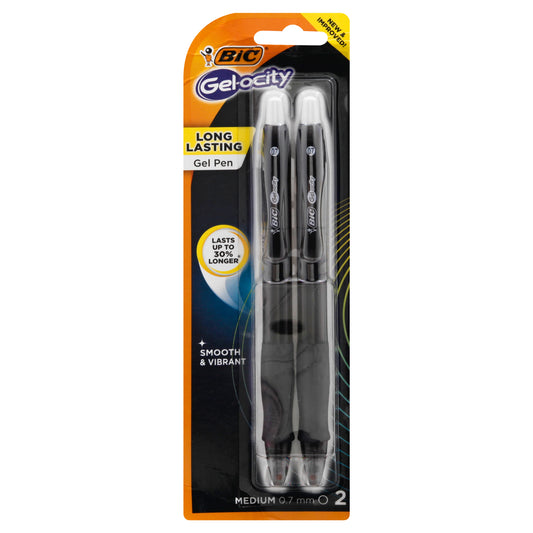 BiC Gel-ocity Long Lasting Medium (0.7 mm) Black Gel Pen 2 ea