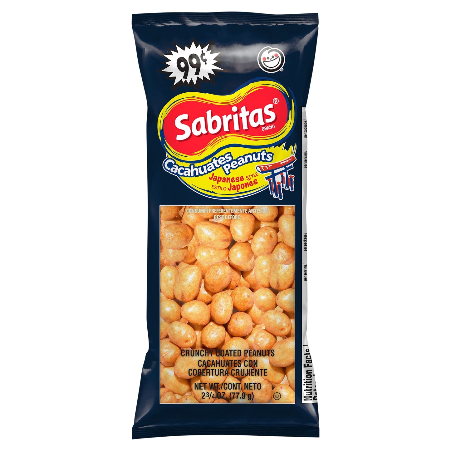 Sabritas Crunchy Coated Peanuts Japanese Style 2 3/4 Oz