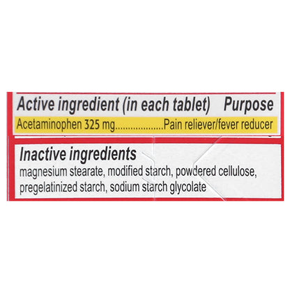 Tylenol 325 mg Regular Strength Acetaminophen Tablets 100 ea Box
