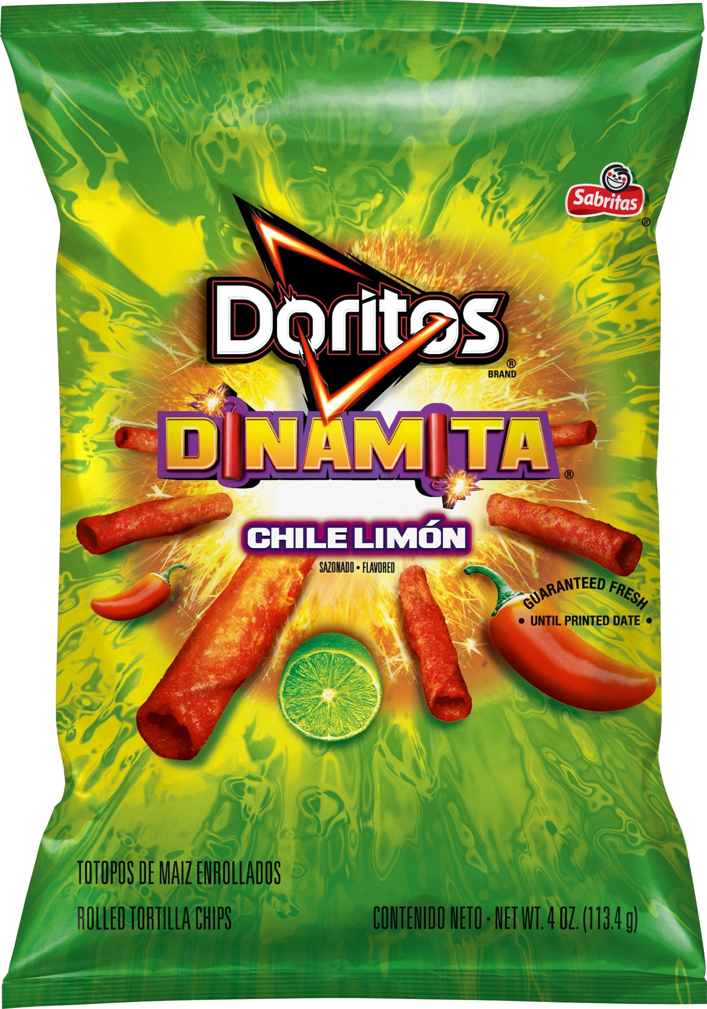 Doritos Dinamita Rolled Chile Limon Tortilla Chips 4 oz