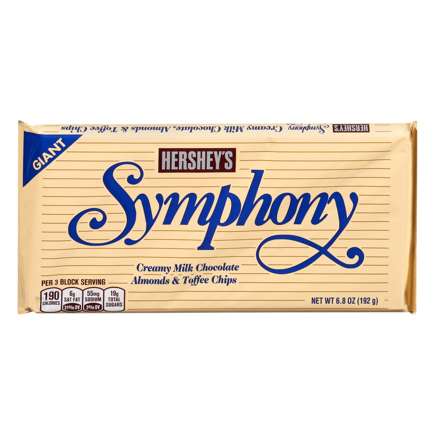 Hershey's Symphony Giant Creamy Almonds & Toffee Chips Milk Chocolate 6.8 oz