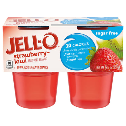 Jell-O Sugar Free Strawberry-Kiwi Low Calorie Gelatin Snacks 4 ea Multipack
