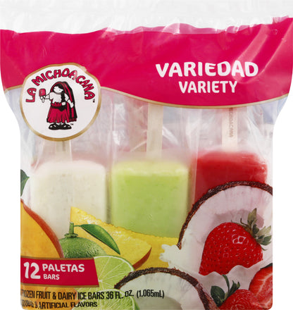 La Michoacana Frozen Fruit & Dairy Variety Ice Bars 12 ea