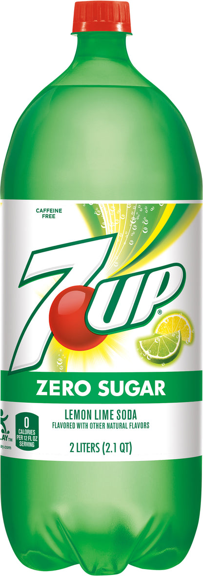 7-Up Zero Sugar Lemon Lime Soda 2 lt Bottle