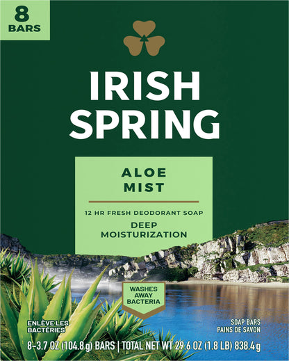 Irish Spring Aloe Mist Soap Bars 8-3.7 oz Boxes