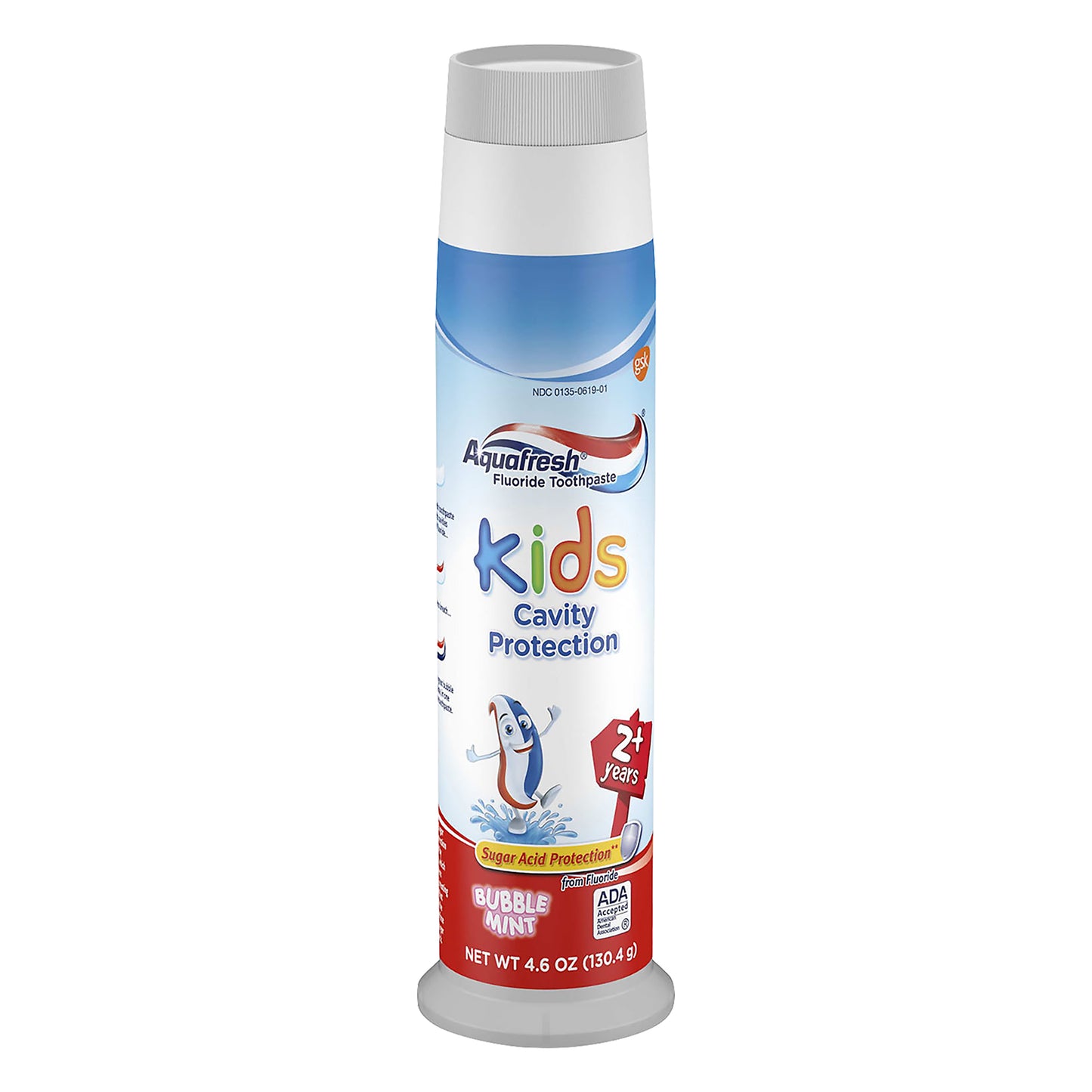 Aquafresh Kids Pump Cavity Protection Bubble Mint Fluoride Toothpaste 4.6 Oz
