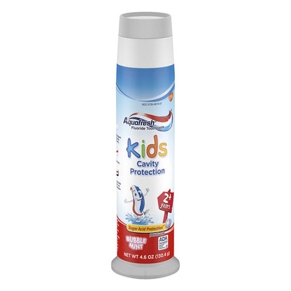 Aquafresh Kids Pump Cavity Protection Bubble Mint Fluoride Toothpaste 4.6 Oz