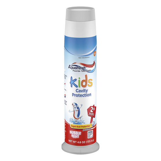 Aquafresh Kids Pump Cavity Protection Bubble Mint Fluoride Toothpaste 4.6 Oz