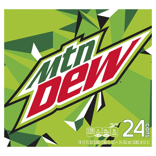 Mtn Dew Soda Citrus 12 Fl Oz 24 Count Cans