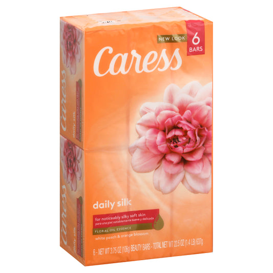 Caress Daily Silk White Peach & Orange Blossom Beauty Bars 6 ea