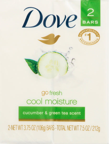 Dove Cool Moisture Cucumber & Green Tea Scent Beauty Bars 2 ea
