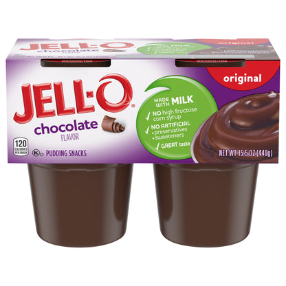 Jell-O Ready to Eat Chocolate Pudding Cups, 4 ct - 15.5 oz Package