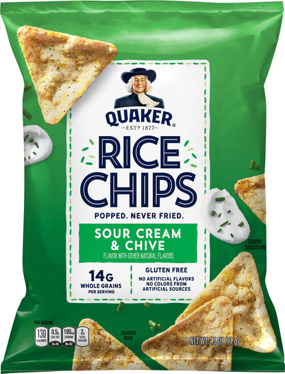 Quaker Rice Chips Sour Cream & Chive 2.5 Oz