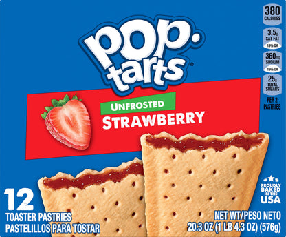 Pop-Tarts Unfrosted Strawberry Toaster Pastries 12 ea