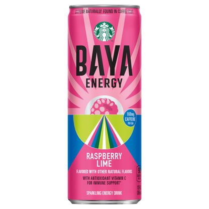Starbucks Baya Energy Sparkling Energy Drink Raspberry Lime 12 Fl Oz Can