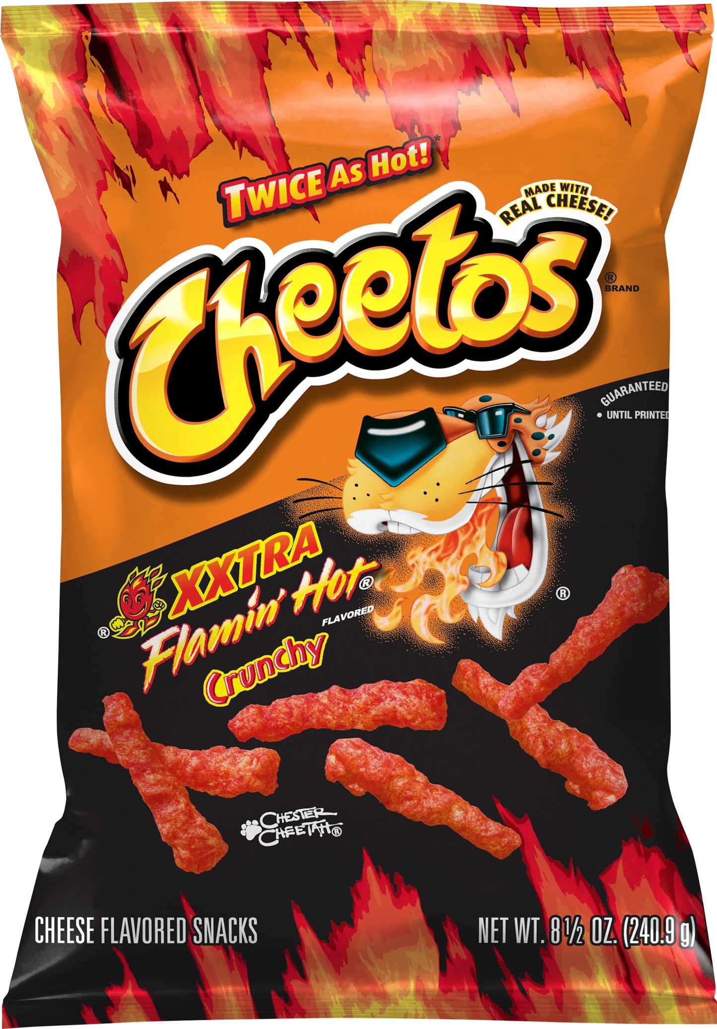 Cheetos Crunchy Xxtra Flamin' Hot Flavored Cheese Flavored Snacks 8.5 oz Bag