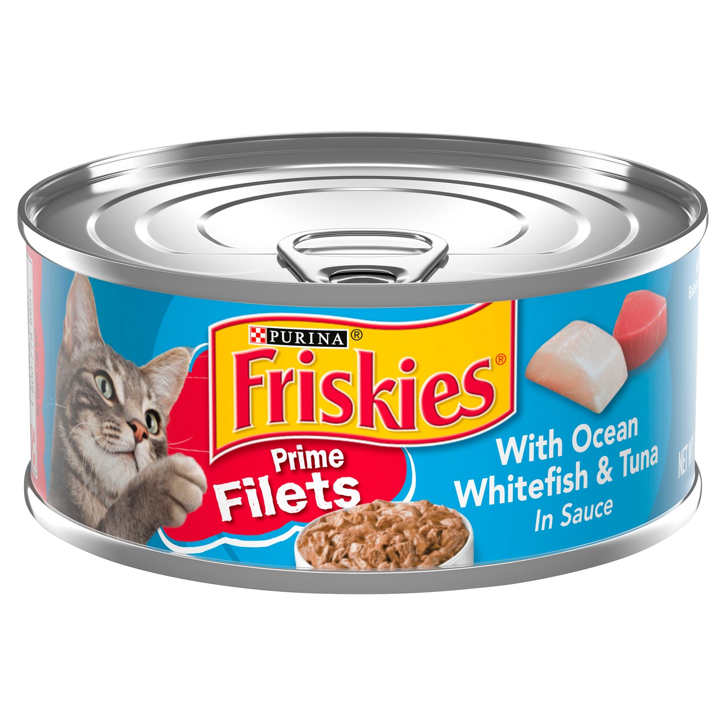 Purina Friskies Wet Cat Food, Prime Filets With Ocean Whitefish & Tuna in Sauce - 5.5 oz. Can