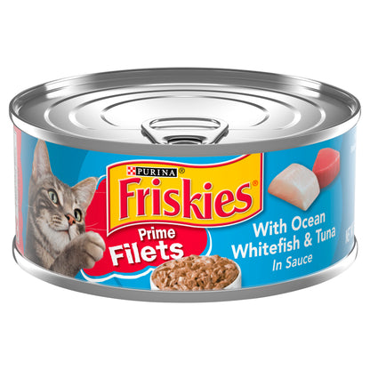 Purina Friskies Wet Cat Food, Prime Filets With Ocean Whitefish & Tuna in Sauce - 5.5 oz. Can