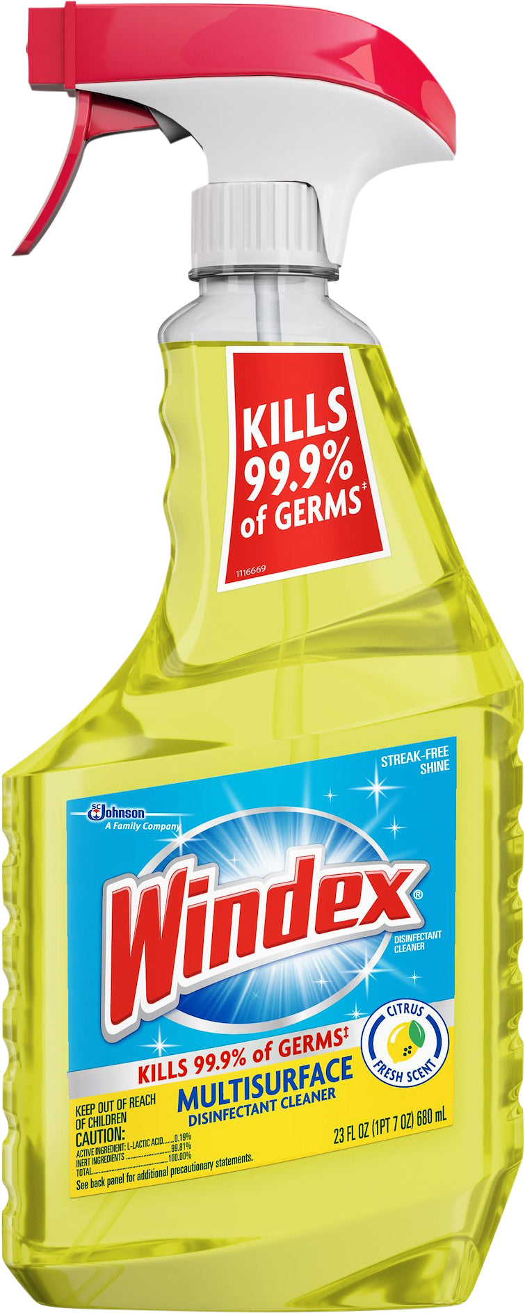 Windex Multisurface Citrus Fresh Scent Disinfectant Cleaner 23 oz