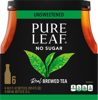 Pure Leaf Unsweetened Brewed Tea 6-16.9 fl oz Bottles