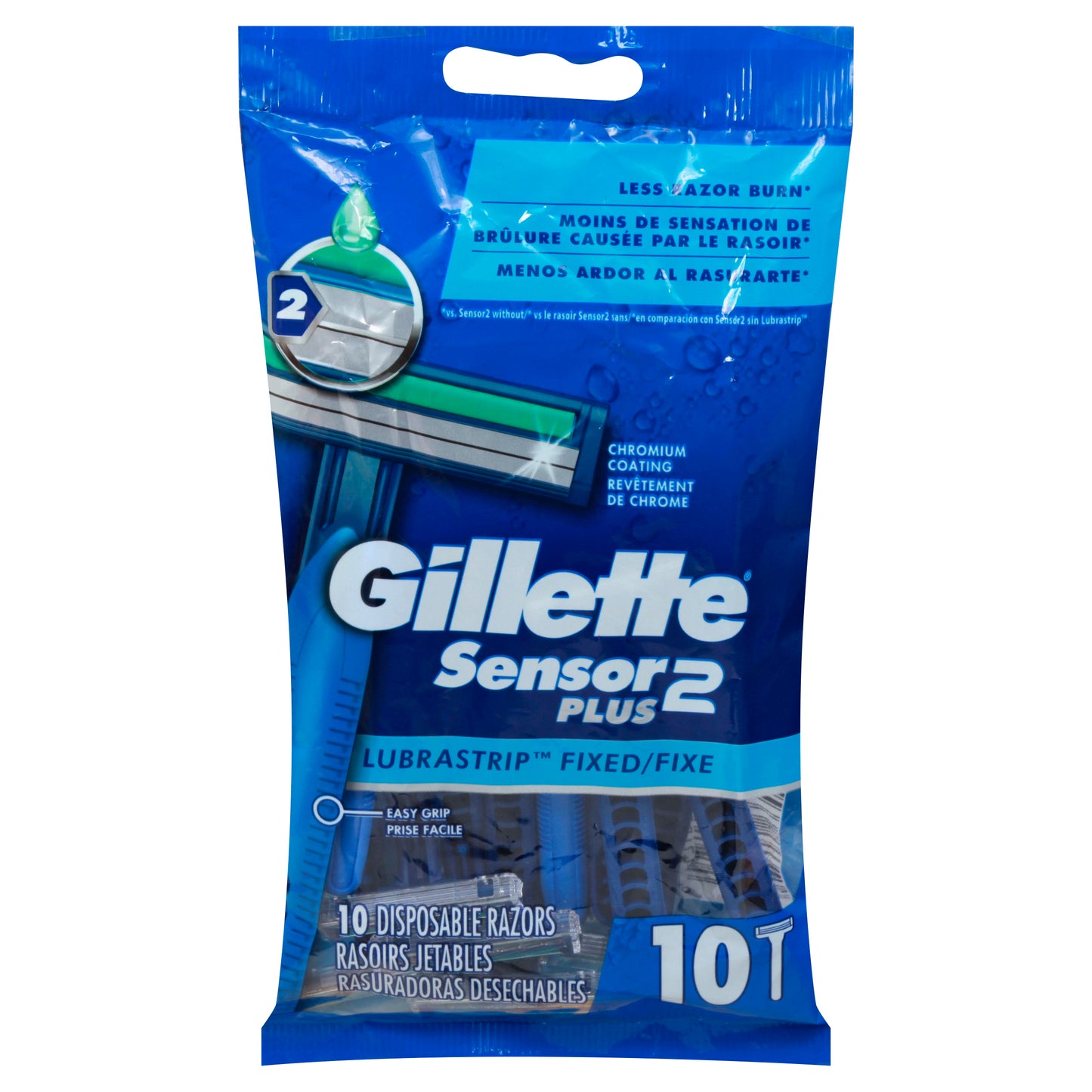 Gillette Sensor2 Plus Lubrastrip Fixed Disposable Razors 10 ea